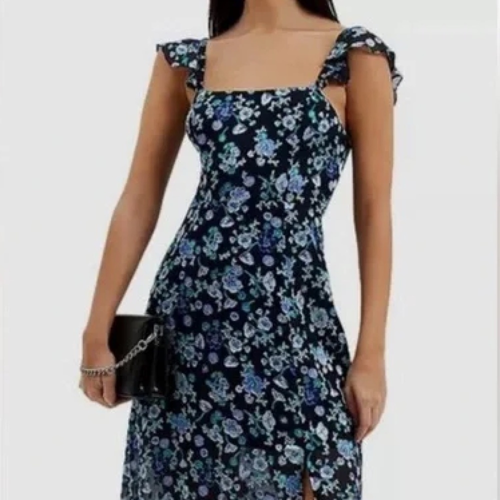 French Connection Navy Floral Midi Dress